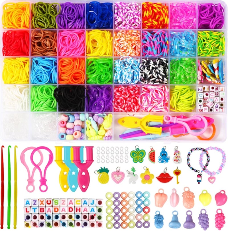 LUZOON 2100+ Loom Bands Set, 30 Colours Bracelets Make Your Own Rubber Bands Children Craft Jewellery Making Set Jewellery Craft Sets for Children Girls Boys